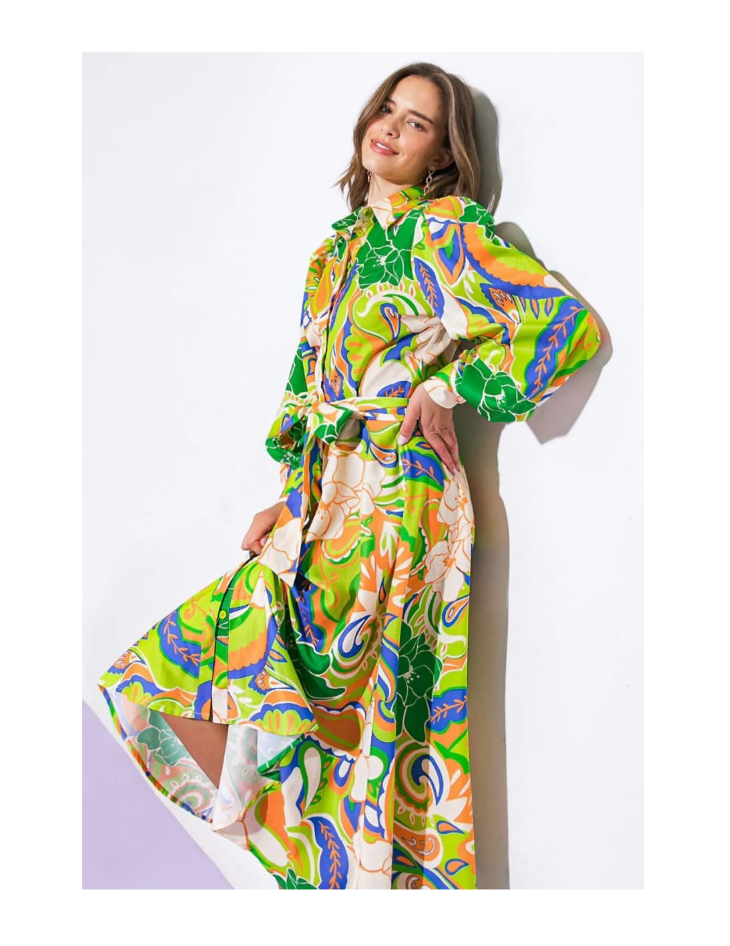 Tropical Majesty High-Collar Maxi Dress
