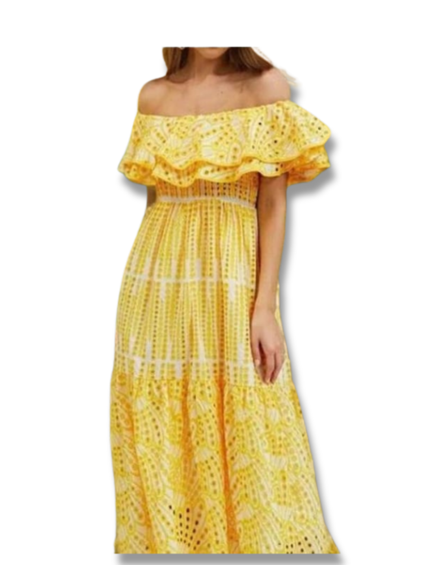 Golden Charm Eyelet Dress