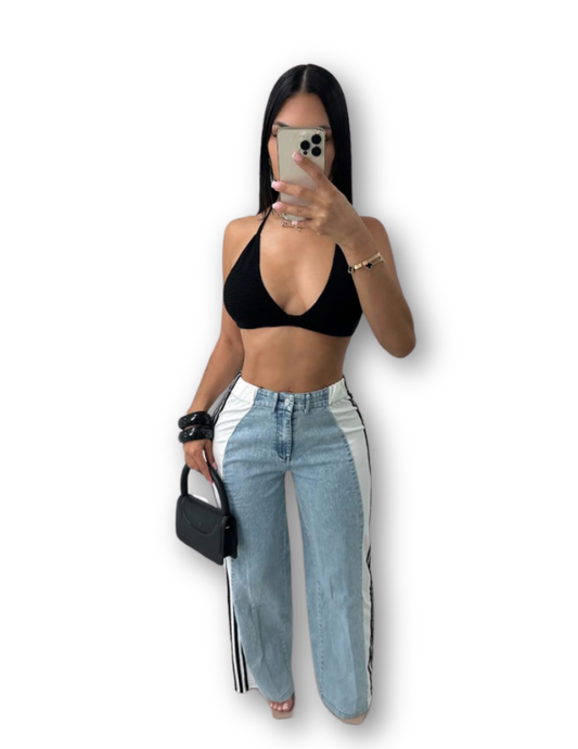 Monochrome Edge Panel Jeans