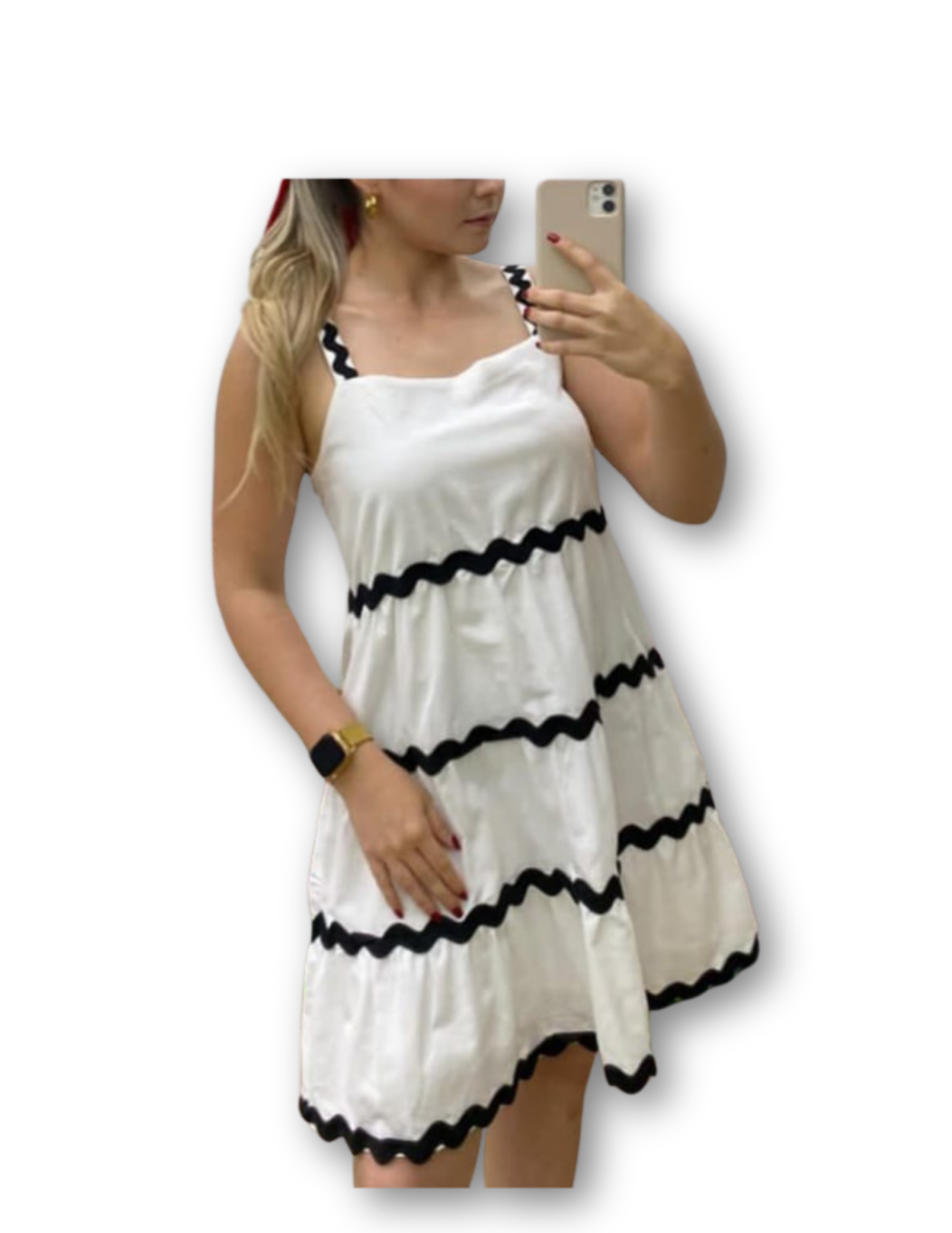Waves of Elegance Shoulder-Strap Dress