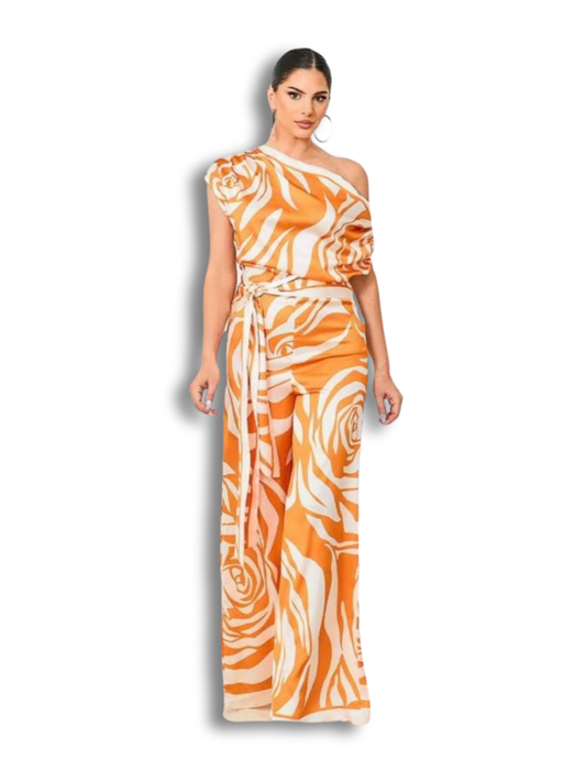 Amber Bloom One-Shoulder Set
