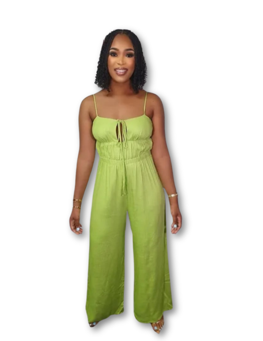 Sage Breeze Tie-Front Jumpsuit
