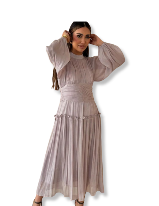 Rose Blush Pleated Maxi Dress