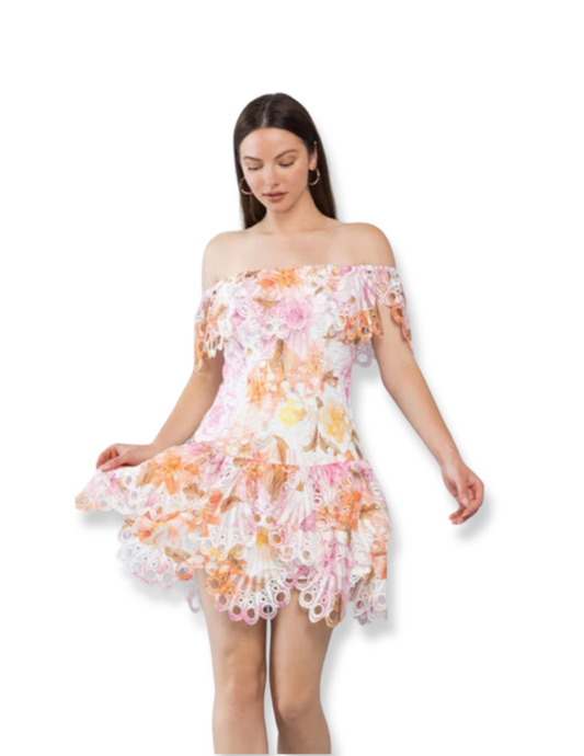 Sunset Bloom Lace Dress