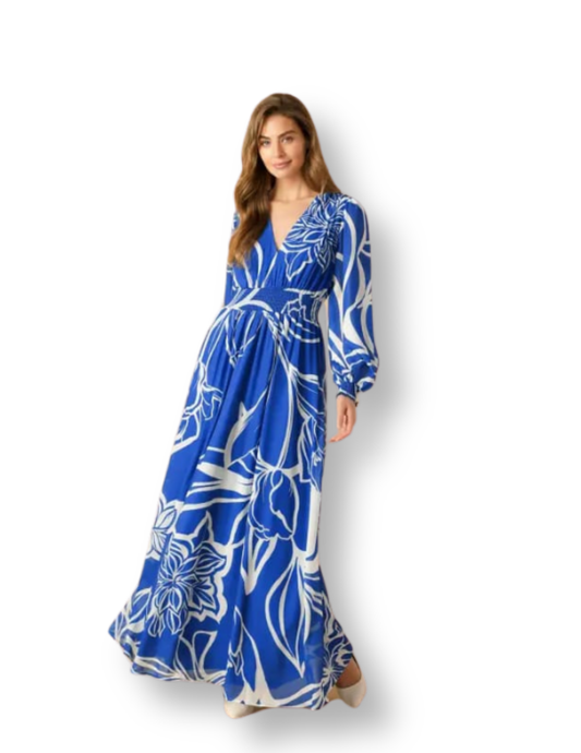 Azure Bloom Maxi Dress
